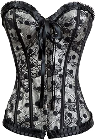 Photo 1 of Alivila.Y Fashion Womens Vintage Floral Denim Overbust Corset Bustier Top - Large