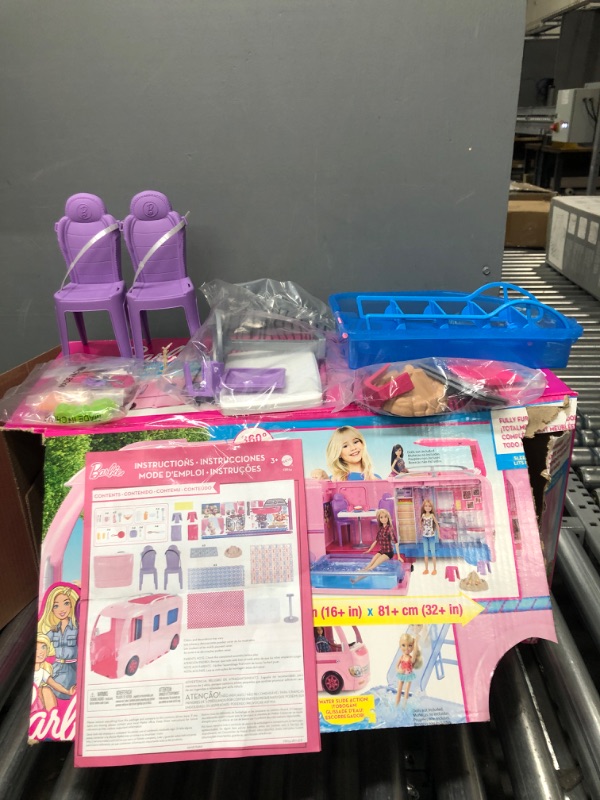 Photo 2 of Barbie Camper Playset With Barbie Accessories, Pool And Furniture, Rolling Vehicle With Campsite Transformation??? [Amazon Exclusive]