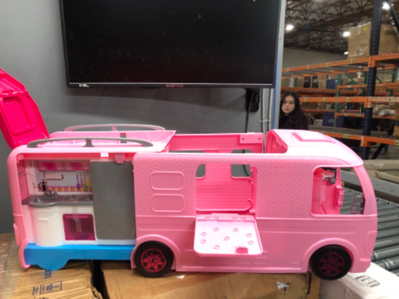 Photo 6 of Barbie Camper Playset With Barbie Accessories, Pool And Furniture, Rolling Vehicle With Campsite Transformation??? [Amazon Exclusive]