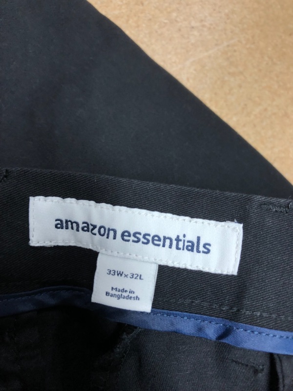 Photo 3 of Amazon Essentials Men's Classic-Fit Wrinkle-Resistant Flat-Front Chino Pant Black 34W x 32L