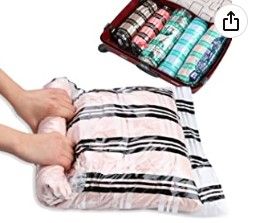 Photo 1 of 12 Compression Bags for Travel Packing, Travel Space Saver Bags for Clothes, Roll-Up Bags no Pump Needed (12-Travel)