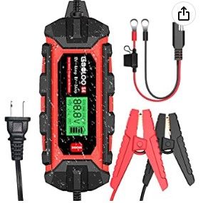 Photo 1 of GOOLOO 4-Amp Car Battery Charger Automotive, 6V/2A and 12V/4A Battery Charger Maintainer, Trickle Charger, Supersafe Smart 12 Volt Float Charger, Battery Desulfator for Lead-Acid Battery(S4)