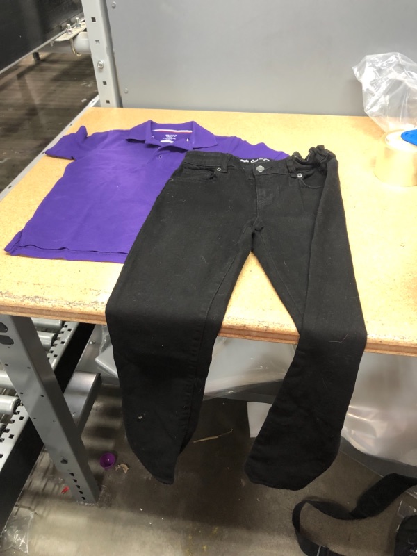 Photo 1 of Kids Apparel Bundle, 2 Items
S Purple Polo Shirt, Black Skinny Jeans Size 16 