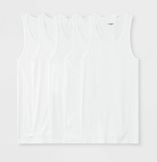 Photo 1 of 2 Packs of Men's 4+1 Bonus Pack Tank Top - Goodfellow & Co™ White (Size M & XL)