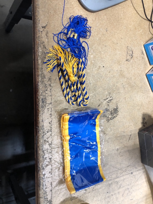 Photo 2 of *COLOR IS BLUE AND GOLD* Yewong 3 Pieces 2022 Graduation Honor Stole Set Honor Stole Sash with Graduates Honor Cord and Tassel with Gold Date Drop for Graduation Day Academic Graduate Photography - (Blue/Gold)
