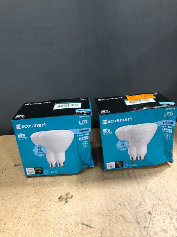 Photo 1 of 2 Packs of EcoSmart LED Dimmable 90w Lights Bulbs (2 Bulbs Each)