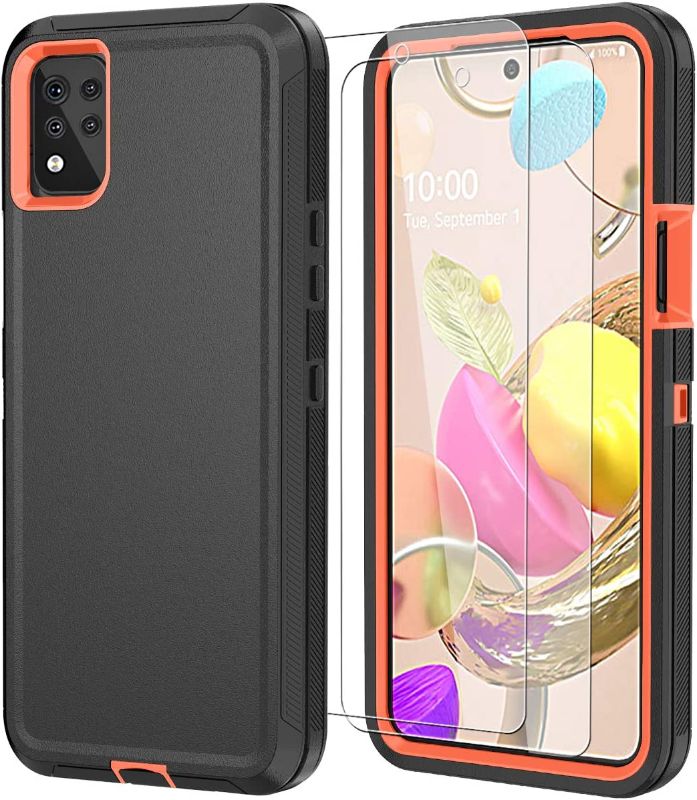 Photo 1 of 3 PACK SunSam Compatible for LG k52 Case,LG k42 Case,LG k52 Phone Case with HD 2 Pack Screen Protector, LG k42 Heavy Duty Shockproof Three-in-One Dust Proof Durable Cover for LG K52 /LG K42 (Black Orange)
