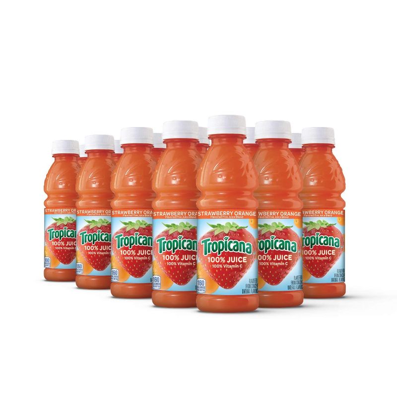 Photo 1 of *EXP: 7/28/2022* Tropicana Juice, Strawberry Orange, 10 Ounce (Pack of 15)
