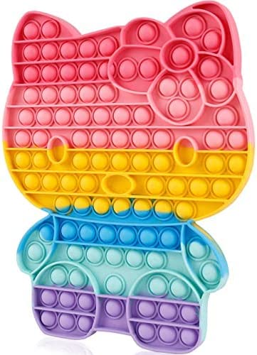 Photo 1 of 2 PACK OF Jumbo Pop Gifts Its Fidget Kitty Pops Toys for Girls Teens Kids, Giant Size Poppers Poppet Huge Extra Large Mega Big Poop Push it Bubble Popsfidgetsit Sensory Preschool Toy Hello Cute Cat
