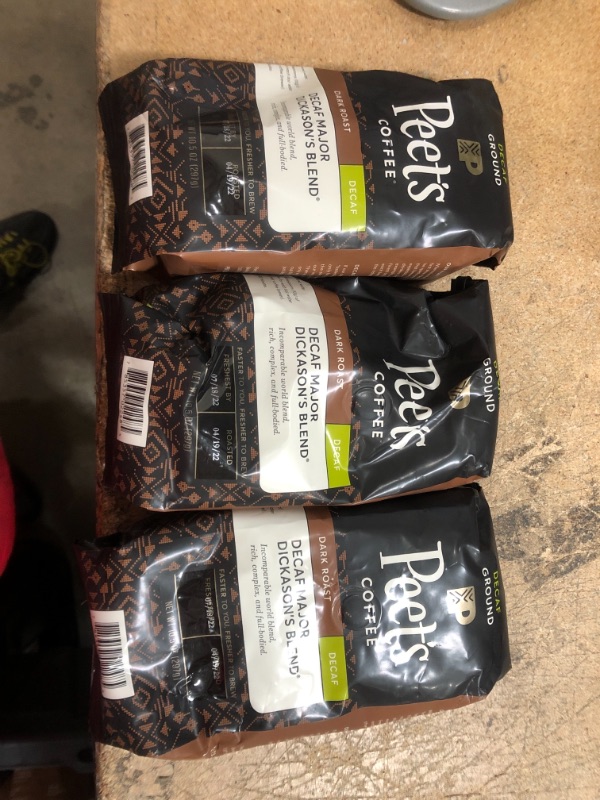 Photo 1 of *EXP: 4/19/2022* (3 Pack) Peet's Coffee Decaf Major Dickason's Blend Dark Roast Ground Coffee, 10.5 Oz
