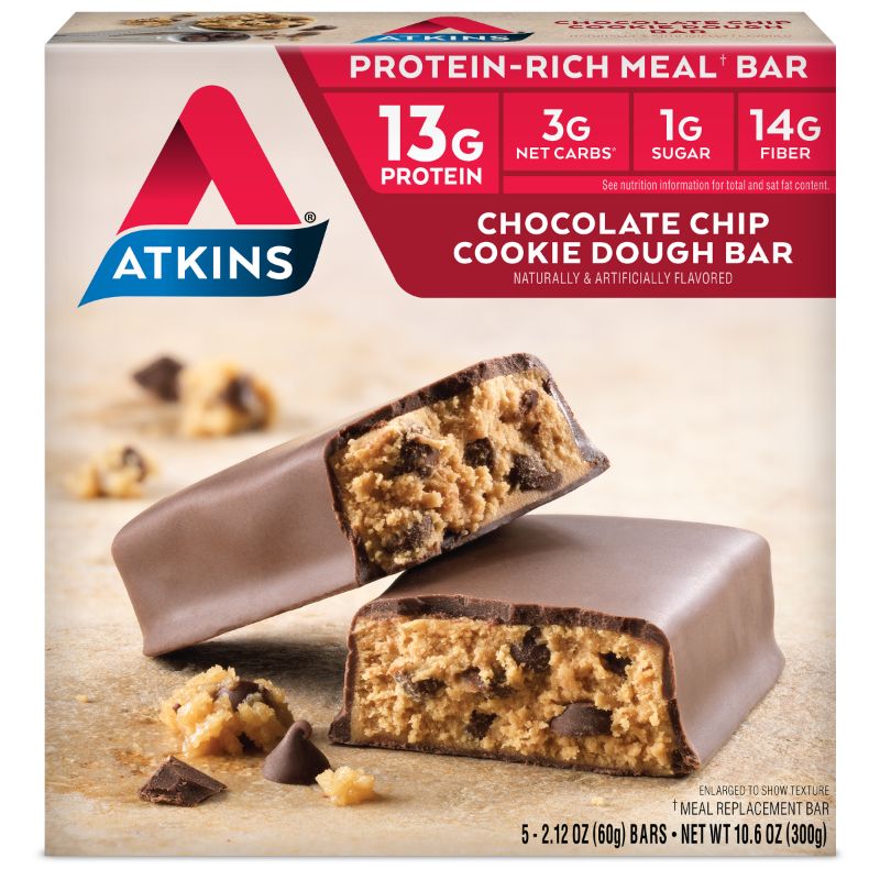 Photo 1 of *EXP: 9/11/2022* Atkins Advantage 5-Pack Chocolate Chip Cookie Dough Meal Bar 2 BOXES
