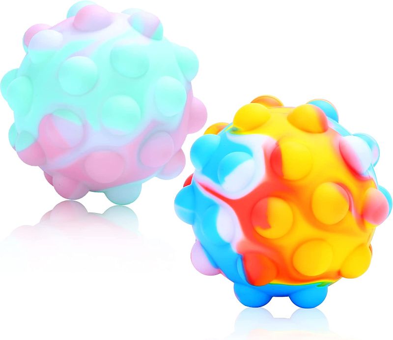 Photo 1 of 2 PACK Pop Ball Squishy Fidget Toy 3D Squeeze Stress Balls with Popping Noises Portable Sensory Early Education Intellectual Brain Decompression Toys (2 Pack Mixed Blue)
