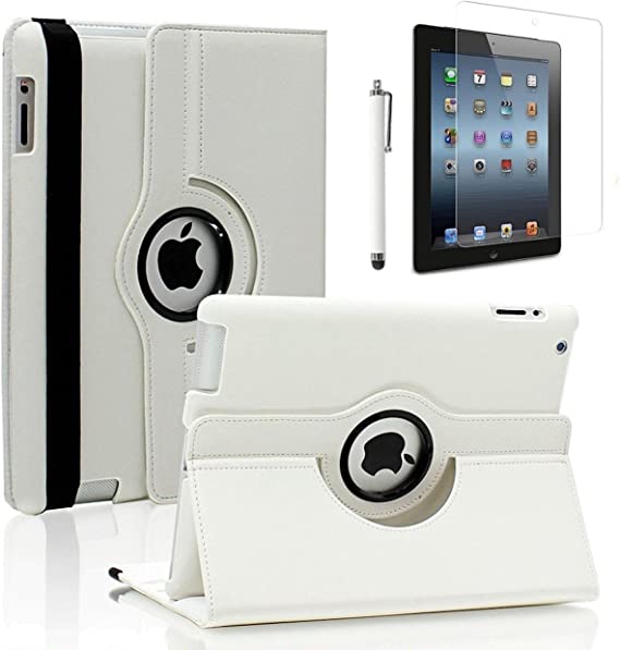 Photo 1 of iPad Pro 12.9 Case- Zeox iPad Pro 12.9 Cover 360 Degree Rotating Stand Case PU Leather Smart Protective Shockproof Auto Sleep/Wake for Apple iPad Pro 12.9" (2015 Model) Screen Protector, White
