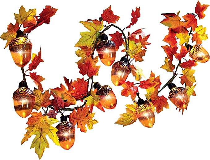 Photo 1 of Acorn Garland Solar String Light - Garden Decoration Thanksgiving String Garland - 4.9 Ft Maple Leaves Fairy Lights for Indoor Outdoor Autumn Harvest Party Festival Home Patio Decor
