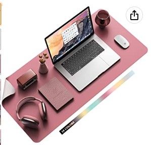 Photo 1 of Non-Slip Desk Pad, Waterproof PVC Leather Desk Table Protector 38''x17'' Pink 