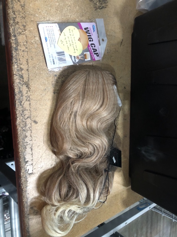 Photo 1 of ENTRANCED STYLES Ombre Blonde Wig with Bangs Shoulder Length With Bald Cap 