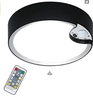 Photo 1 of LIGHTESS LED Ceiling Light with Motion Sensor Dimmable LED Ceiling Lights with Remote Black 