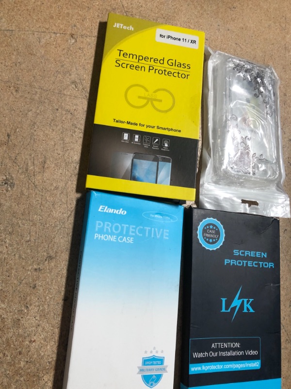 Photo 3 of Cell Phone Accessories Bundle, 4 Items 
Screen Protector for iPhone 11 and 13 Pro, Plastic Clear iPhone Case, Screen Protector for Galaxy S10 