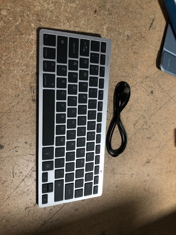 Photo 2 of OMOTON Ultra-Slim Bluetooth Keyboard Compatible with iPad 10.2(9th/ 8th/ 7th Generation)/ 9.7, iPad Air 4th Generation Grey 