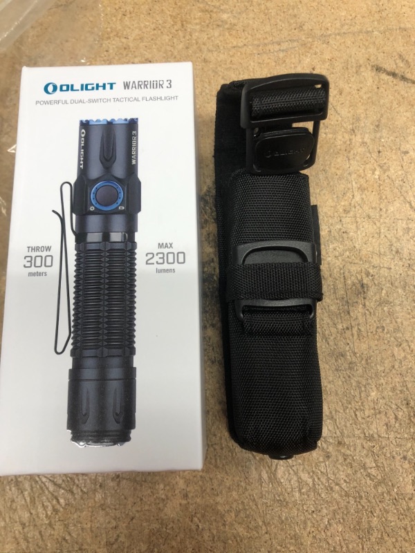 Photo 4 of OLIGHT Warrior 3S 2300 Lumens Rechargeable Tactical Flashlight, Compact Dual-Switches High Lumens Light with Proximity Sensor, Powered by Customized Battery for Emergency, EDC and Searching (Black)
