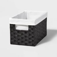 Photo 1 of 10.25" x 6" x 6" Small Lined Woven Bin Black - Brightroom™