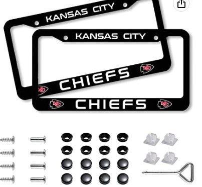 Photo 1 of 2PCS Novelty License Plate Cover Fit Chiefs,License Plate Frame,Licenses Tag with Screw Caps, colorsize
