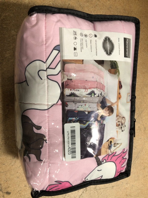 Photo 2 of HAOWANER Minky Kids Weighted Blanket 5lbs 36 x 48 inches, Soft Kids and Toddler Comforter Great for Calming and Sleeping, Child Bed Size, Pink Unicorn
