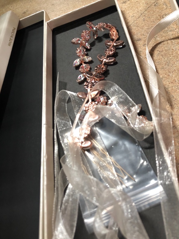 Photo 1 of Pair of SWEETV Crystal Wedding Headband, Silver and Rose Gold 