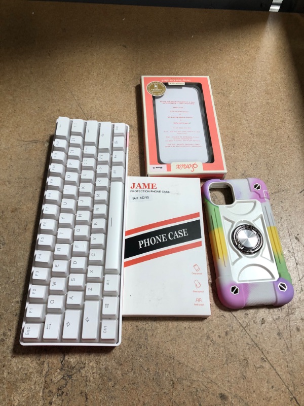 Photo 1 of Electronics Accessories Bundle, 4 Items
RK ROYAL KLUDGE RK61 Wired 60% Mechanical Gaming Keyboard, Assorted iPhone Cases, Samsung A52 Case 