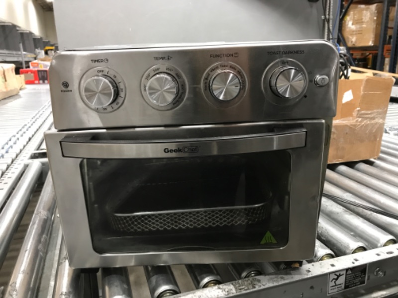 Photo 2 of *Major Damage-See Photos* Geek Chef Air Fryer, 6 Slice 24.5QT Air Fryer Toaster Oven Combo, Air Fryer Oven, , Roast, Bake, Broil, Reheat, Fry Oil-Free, Extra Large Convection Countertop Oven, Accessories Included, Stainless Steel, ETL Listed, 1700W
