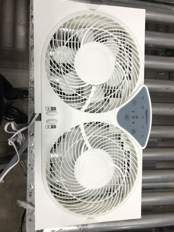 Photo 4 of *Tested/Left Fan Doesn't Spin* Amazon Basics Window Fan with Manual Controls, Twin 9-Inch Blades
