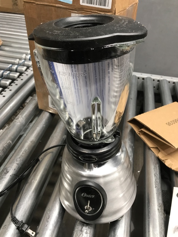 Photo 3 of *Tested/Damaged-See Last Photo* Oster BPCT02-BA0-000 6-Cup Glass Jar 2-Speed Toggle Beehive Blender, Brushed Stainless
