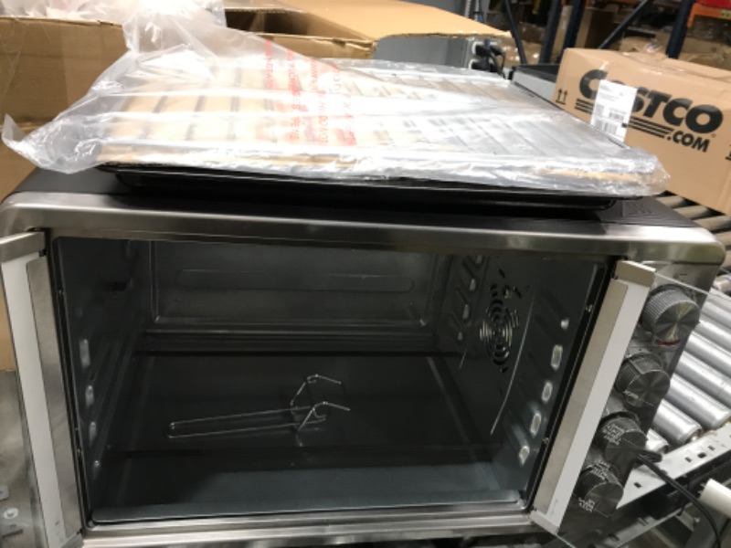 Photo 3 of *Tested* Elite Gourmet ETO-4510M French Door 47.5Qt, 18-Slice Convection Oven 4-Control Knobs, Bake Broil Toast Rotisserie Keep Warm, Includes 2 x 14" Pizza Racks, Stainless Steel
