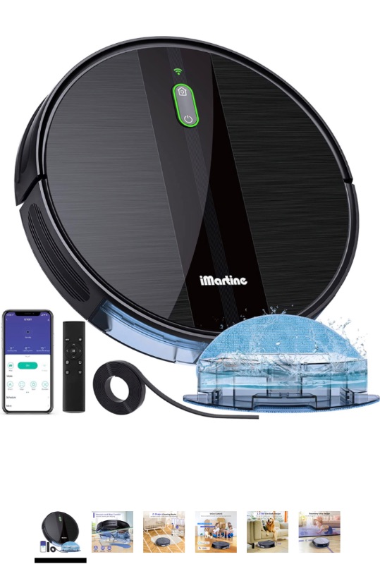 Photo 1 of iMartine Robot Vacuum and Mop Cleaner with Boundary Strips, 2200Pa Strong Suction, Quiet, Slim, Self-Charging Robotic Vacuums, Ideal for Pet Hair, Hard Floors, Medium Pile Carpets, Works with Alexa