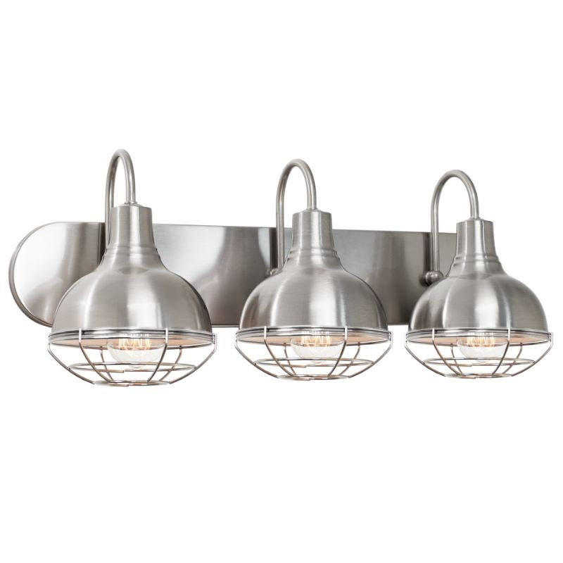 Photo 1 of Kira Home Liberty 24 3-Light Modern Industrial Vanity/Bathroom Kitchen Light + Metal Cage Shades Brushed Nickel
