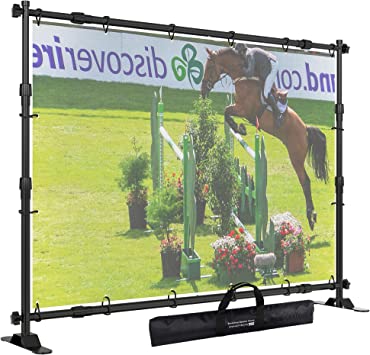 Photo 1 of 8'x8' Heavy Duty Backdrop Banner Stand,with Thicker Professional Large Telescopic Connecting Pipe,Fit Trade Show and Display Booth Exhibitor Background,with Carrying Bag?Black)
