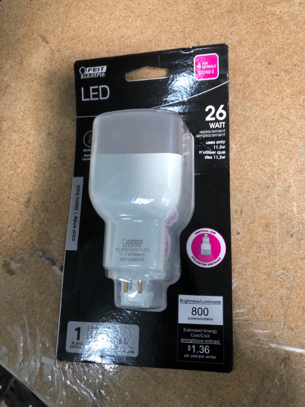 Photo 2 of PL26E-V-841-LED 11.3 Watt Recessed Vertical PL LED Light Bulb
