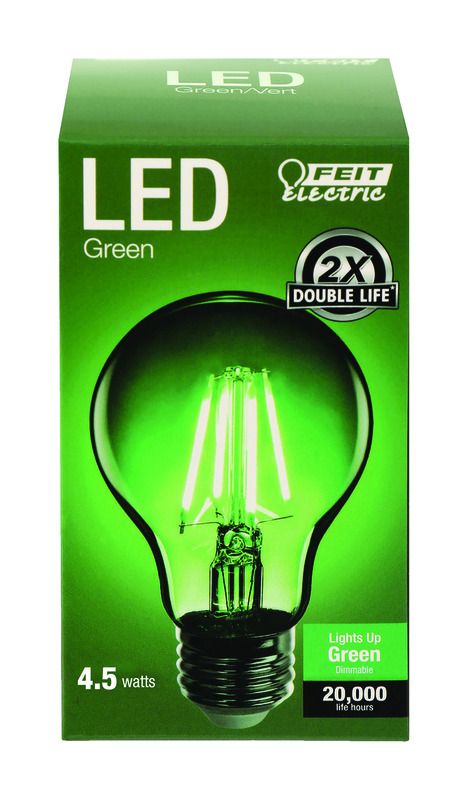 Photo 1 of Filament A19 E26 (Medium) LED Bulb Green 30 Watt Equivalence 2 pack 
