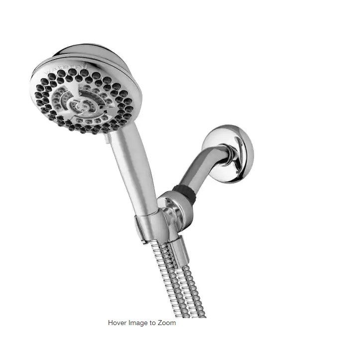 Photo 1 of 9-Spray 4.5 in. Single Wall Mount 1.8 GPM Handheld Rain Shower Head in Chrome