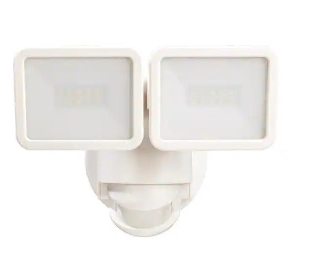 Photo 1 of 180° White Motion Activated Outdoor Integrated LED Flood Light Twin Head