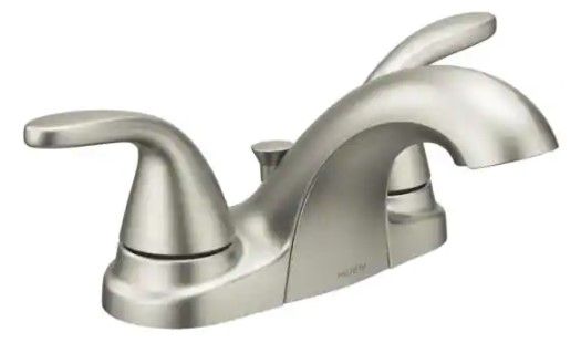 Photo 1 of Adler 4 in. Centerset 2-Handle Low-Arc Bathroom Faucet in Spot Resist Brushed Nickel
