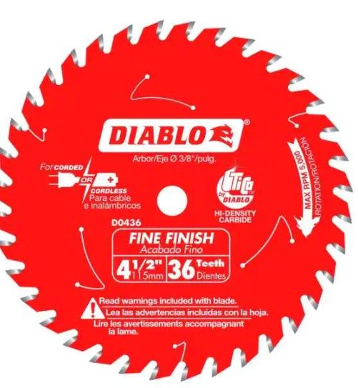 Photo 1 of 4-1/2 in. x 36-Tooth Fine Finish Circular Saw Blade
