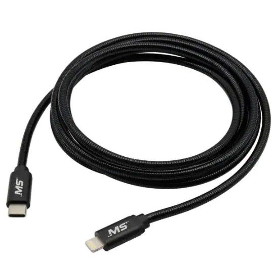 Photo 1 of (X3) 6 ft. 18-Watt Metal Lightning to USB-C Charge and Sync Cable Black
