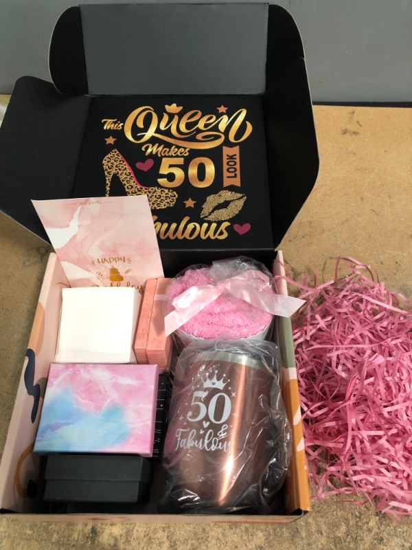 Photo 2 of 50th Birthday Gifts for Women, 50 and Fabulous Gift Basket for Grandma, Mom, Friend, Sister, Wife, Aunt, 50th Birthday Decorations Women | Birthday Gifts for 50 Year Old Woman Funny Gift Idea
