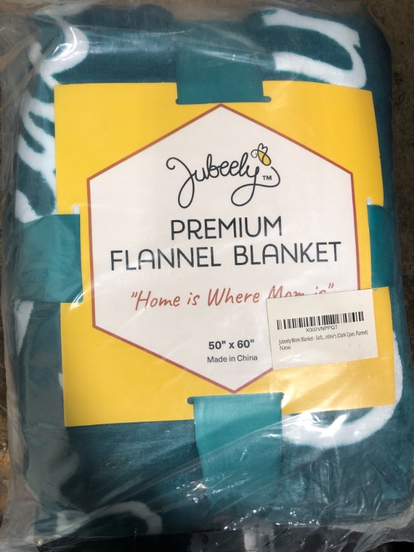 Photo 2 of ***Size: 60"L x 50"W*** Jubeely Mom Blanket - Soft, Cozy, Warm Soft Fabric with Kind, Inspirational Words - Thick, Double-Layered Material - Thoughtful for Mother's Day, Christmas, Birthday, Valentine's (Dark Cyan, Flannel)