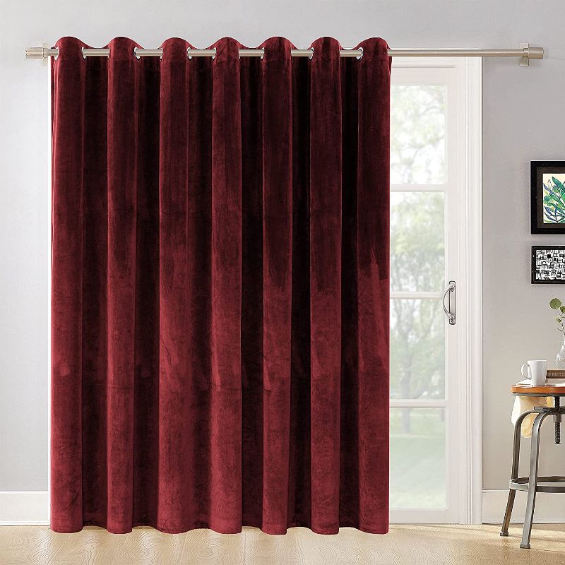 Photo 1 of ***Size: 52W x 108L***Room Divider Curtain for Bedroom, Wide Velvet Curtains for Sliding Glass Door, Grommet Screens Privacy Curtain Panel for Living Room, Burgundy