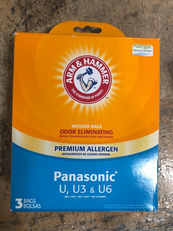 Photo 3 of Arm & Hammer Premium Allergen Odor Eliminating Vacuum Bags, Panasonic U, 3 pack