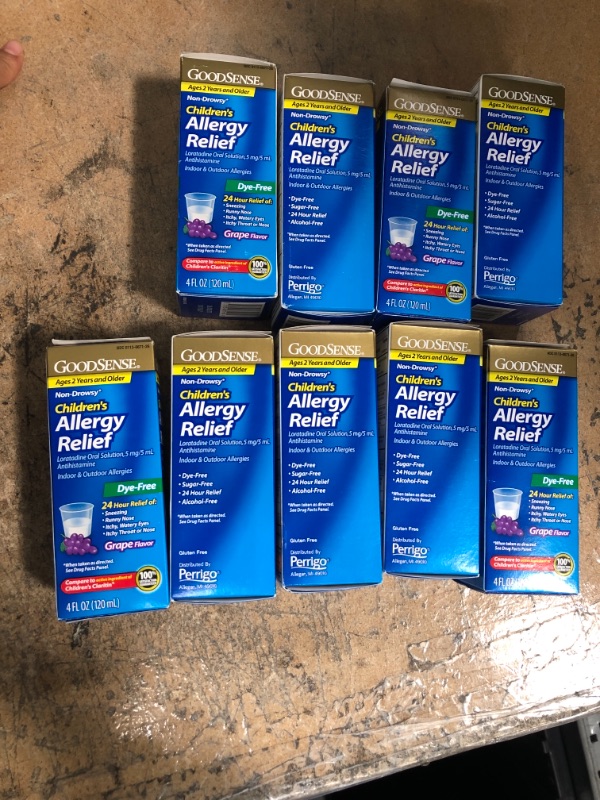 Photo 1 of ***EXP: 10/2022*** Good Sense Children’s Loratadine Oral Solution, Allergy Relief, Grape Flavor, Yellow, 4 Fl Oz (9 Pack)