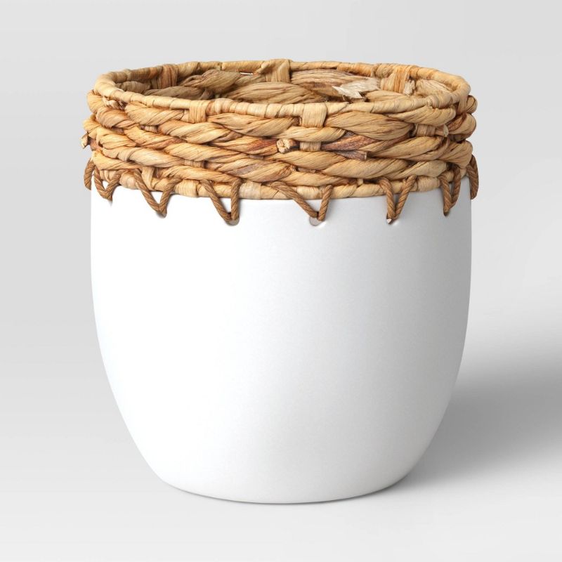 Photo 1 of ***2 Pack*** Large Ceramic /Woven Planter White - Threshold™
