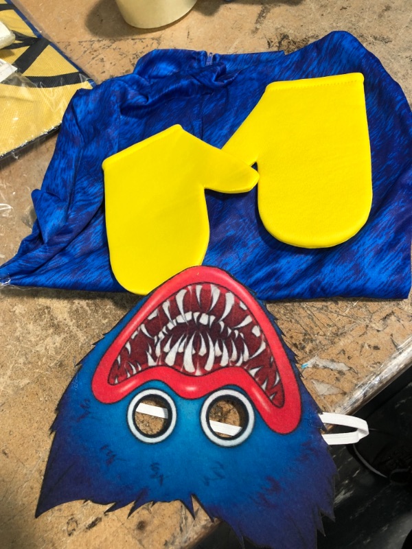 Photo 2 of Pop Cosplay Blue Mouth Monster Costume for Kid, Cartoon Game Cosplay Carnival Jumpsuit